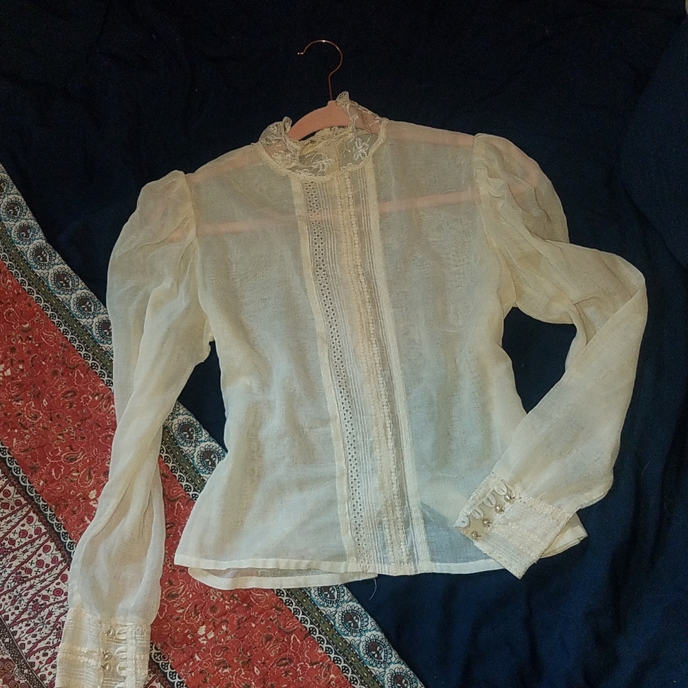 Vintage Ivory Lace Gunne Sax Long Sleeve Edwardian/Victorian-esque Unique